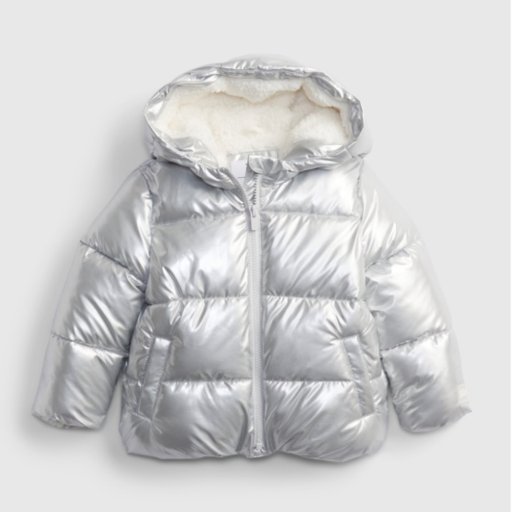 Toddler silver puffer coat 2T. Very warm